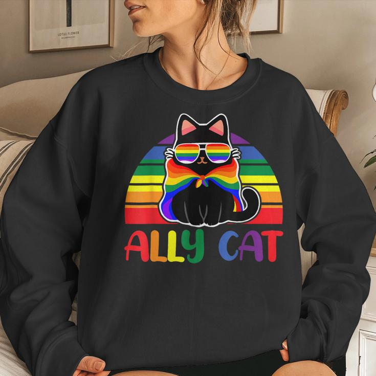 Lgbt Ally Cat Be Kind Gay Rainbow Lgbtq Flag Gay Pride Women Sweatshirt Gifts for Her