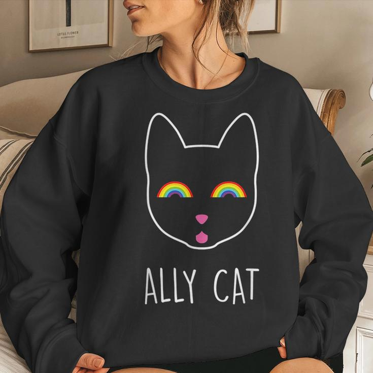 Lgbt Ally Cat Be Kind Gay Rainbow Lgbtq Idea Be Kind Women Sweatshirt Gifts for Her