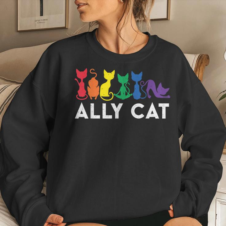 Lgbt Ally Cat Be Kind Gay Rainbow Lgbtq Women Sweatshirt Gifts for Her