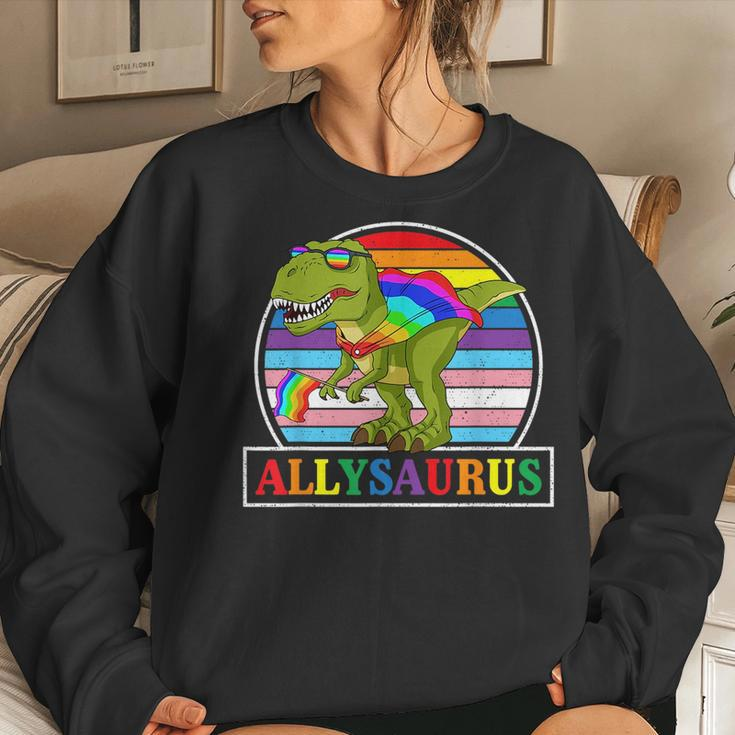 Lgbt DinosaurRex Gay Pride Dino Allysaurus Rainbow Women Sweatshirt Gifts for Her