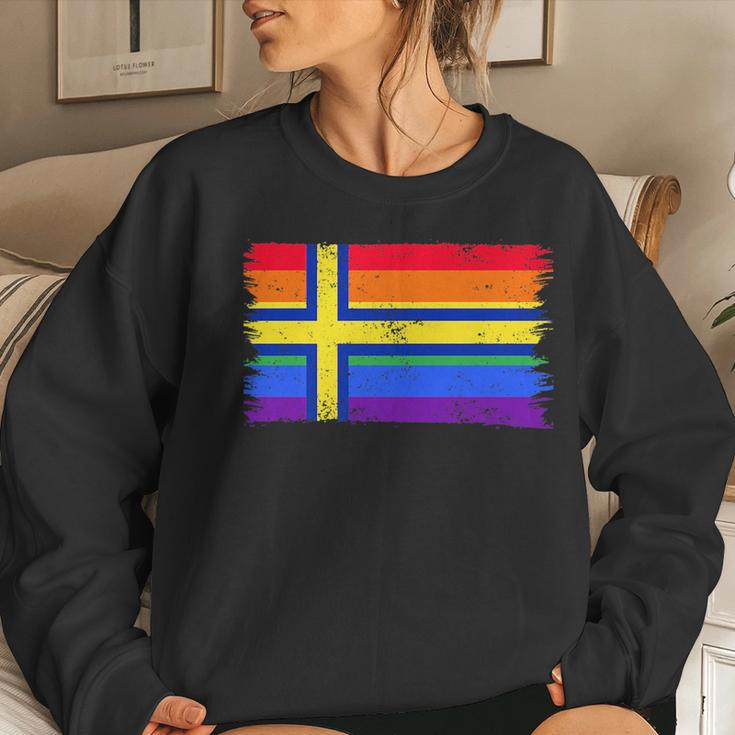 Lgbtq Rainbow Flag Of Sweden Swedish Gay Pride Women Sweatshirt Gifts for Her