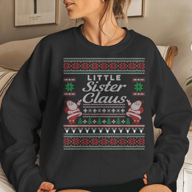 Little Sister Claus Ugly Christmas Sweater Pajamas Women Sweatshirt Gifts for Her