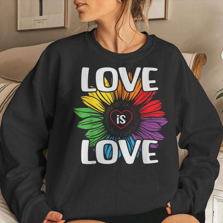 Love Is Love Rainbow Sunflower Lgbt Gay Lesbian Pride Women Sweatshirt Gifts for Her