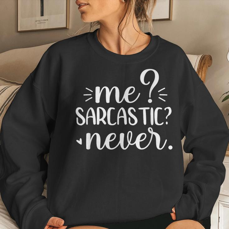 Me Sarcastic Never Funny Saying Women Crewneck Graphic Sweatshirt Gifts for Her