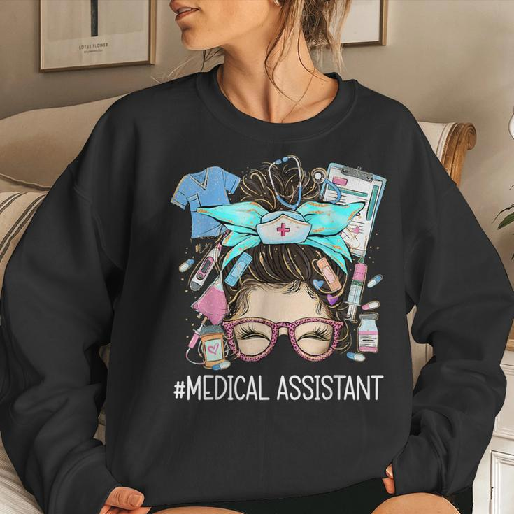 Medical Assistant Ma Cma Nurse Nursing Messy Bun Doctor Women Sweatshirt Gifts for Her