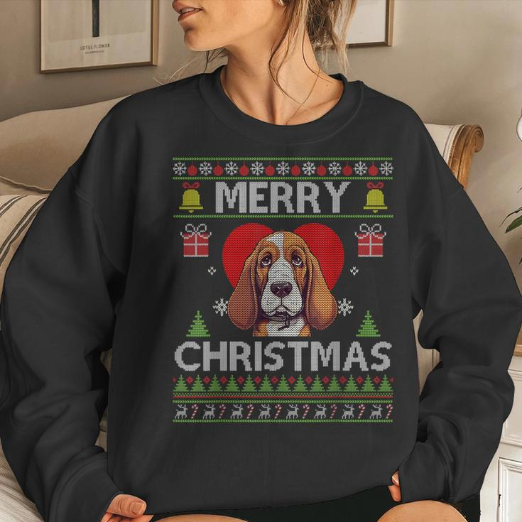 Merry Christmas Basset Hound Dog Ugly Sweater Women Sweatshirt Gifts for Her