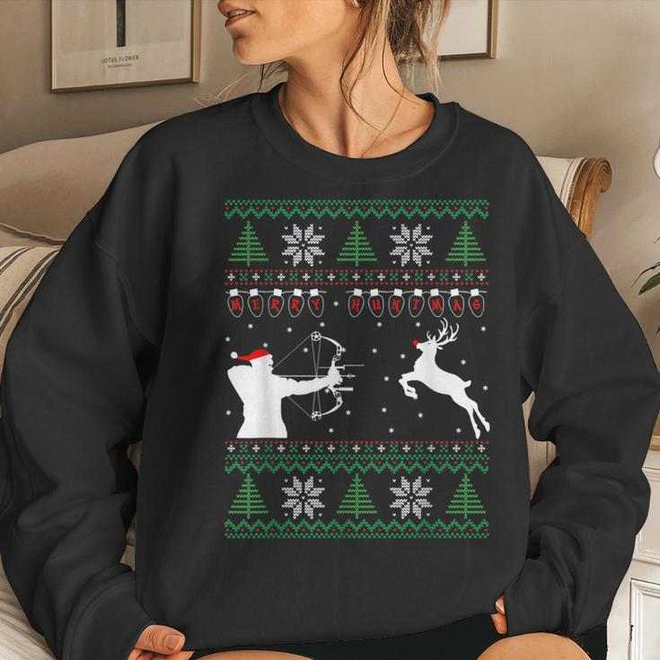 Merry Huntmas Deer Hunting Christmas Ugly Sweater Style Women Sweatshirt Gifts for Her