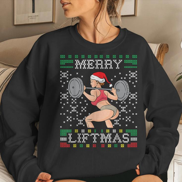 Merry Liftmas Ugly Christmas Sweater Miss Santa Gym Booty Women Sweatshirt Gifts for Her
