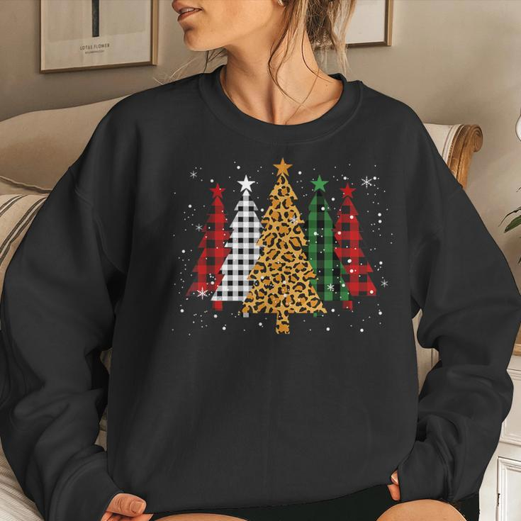 Merry Xmas Tree Buffalo Plaid Leopard Ugly Christmas Sweater Women Sweatshirt Gifts for Her