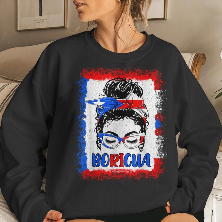 Messy Bun Puerto Rico Flag Boricua Puerto Rican Girls Women Sweatshirt Gifts for Her