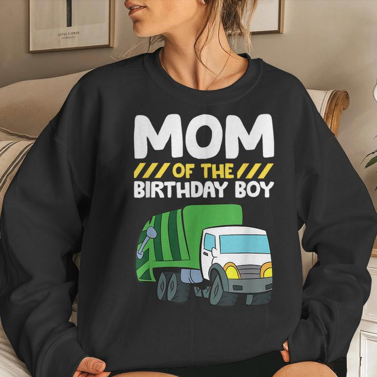 Mom Of The Birthday Boy Garbage Truck Birthday Party Women Crewneck Graphic Sweatshirt Gifts for Her