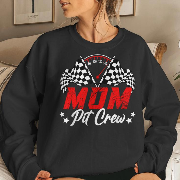 Mom Pit Crew Birthday Party Race Car Lover Racing Family Women Sweatshirt Gifts for Her