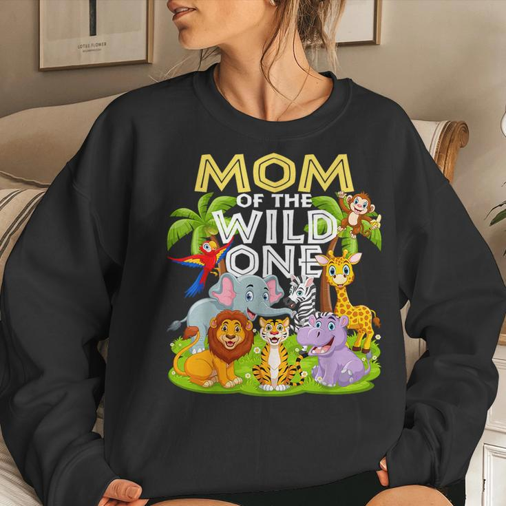 Mom Of The Wild One 1St Birthday Zoo Animal Safari Jungle Women Sweatshirt Gifts for Her