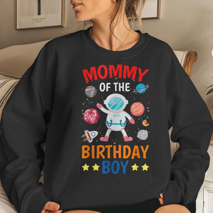 Mommy Of The Birthday Boy Space Planet Theme Bday Party Women Crewneck Graphic Sweatshirt Gifts for Her