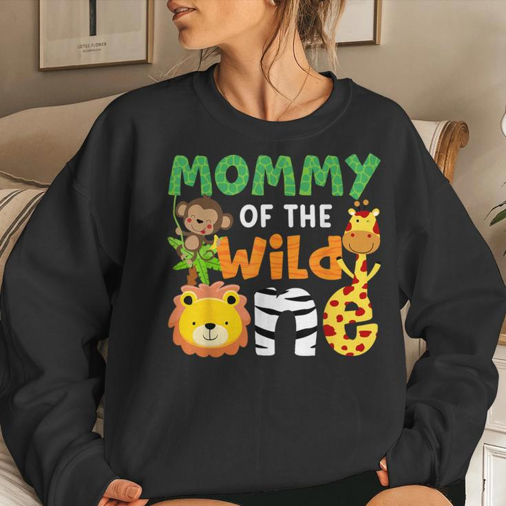 Mommy Of The Wild One Zoo Theme Bday Safari Jungle Animals Women Sweatshirt Gifts for Her
