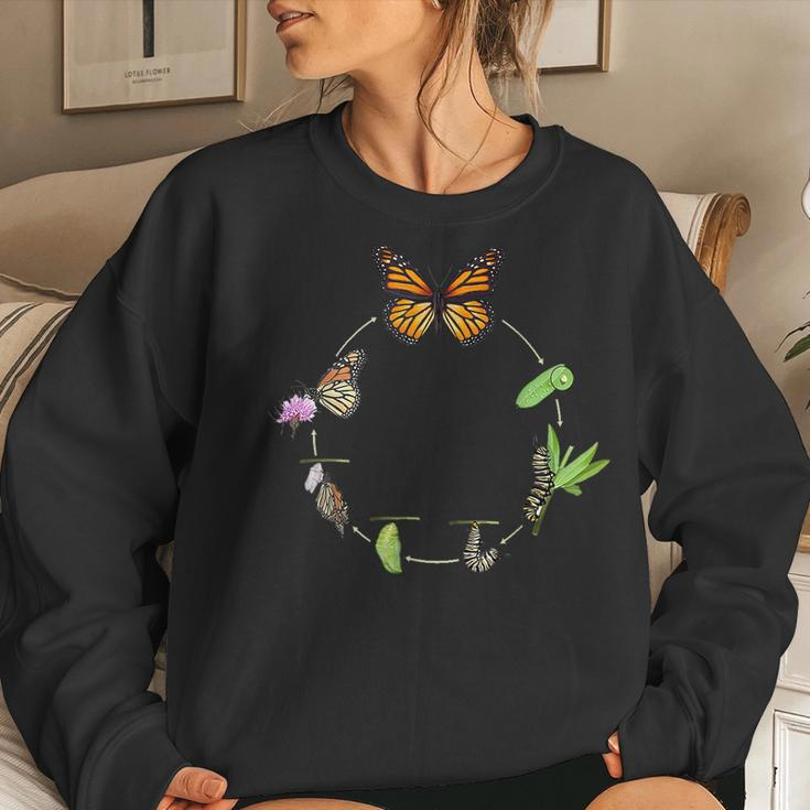 Monarch Life Cycle Butterfly Caterpillar Women Sweatshirt Gifts for Her
