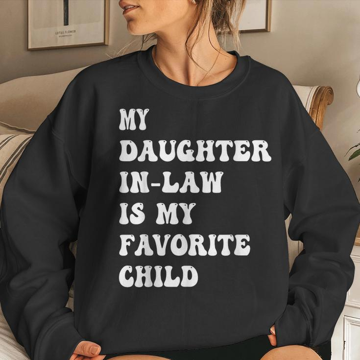 My Daughter In Law Is My Favorite Child Fathers Day Dad Women Crewneck Graphic Sweatshirt Gifts for Her