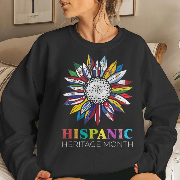 National Hispanic Heritage Month Sunflower Countries Flags Women Sweatshirt Gifts for Her