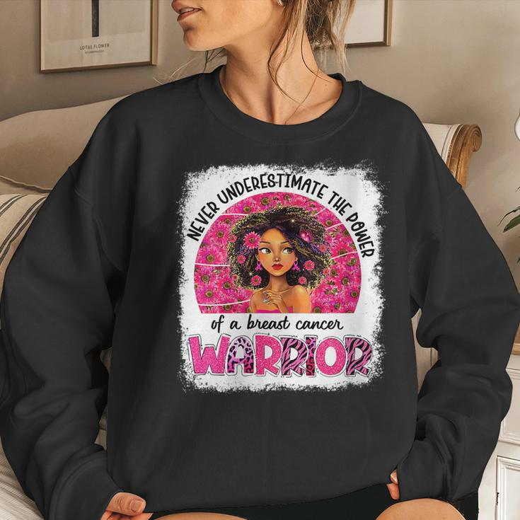 Never Underestimate A Breast Cancer Warrior Black Women Pink Gift For Womens Women Crewneck Graphic Sweatshirt Gifts for Her