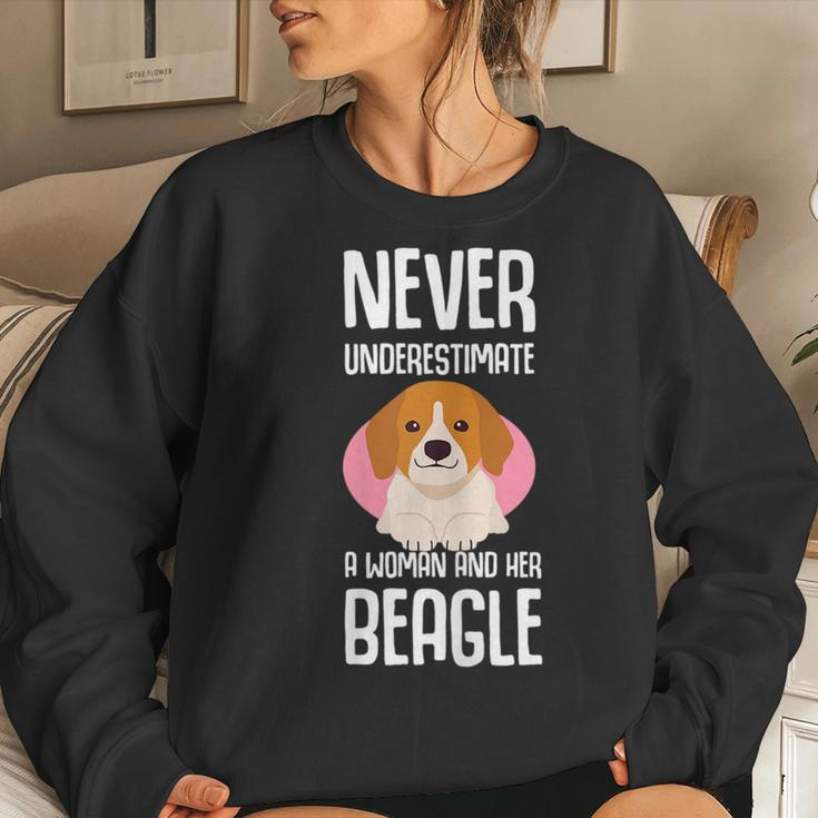 Never Underestimate Beagle Dog Clothes Gift Beagle Gift For Womens Women Crewneck Graphic Sweatshirt Gifts for Her