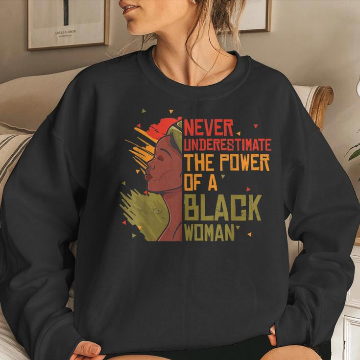 Never Underestimate The Power Of A Black Woman Mothers Day Women Crewneck Graphic Sweatshirt Gifts for Her
