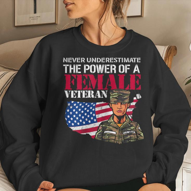 Never Underestimate The Power Of Female Veteran Cool Amazing Gift For Womens Women Crewneck Graphic Sweatshirt Gifts for Her