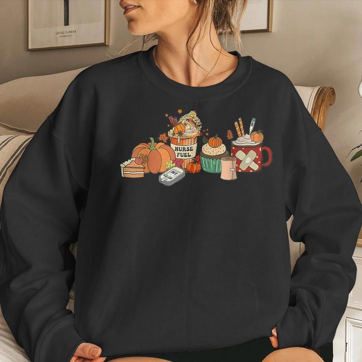 Nurse Fuel Pumpkin Spice Coffee Latte Autumn Thanksgiving Women Sweatshirt Gifts for Her