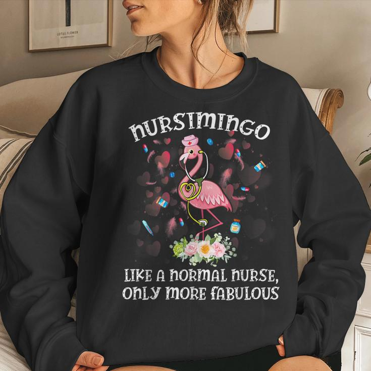 Nursimingo More Fabulous Cute Nursing Flamingo Nurses Sweet Women Crewneck Graphic Sweatshirt Gifts for Her
