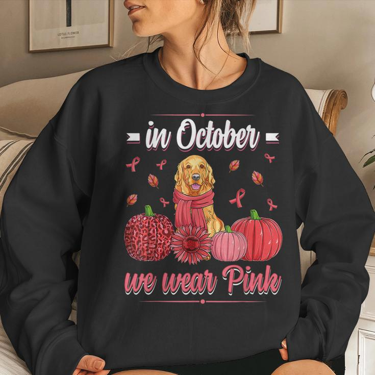 In October We Wear Pink Golden Retriever Breast Cancer For Women Women Sweatshirt Gifts for Her