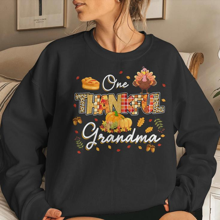 One Thankful Grandma Fall Leaves Autumn Grandma Thanksgiving Women Sweatshirt Gifts for Her