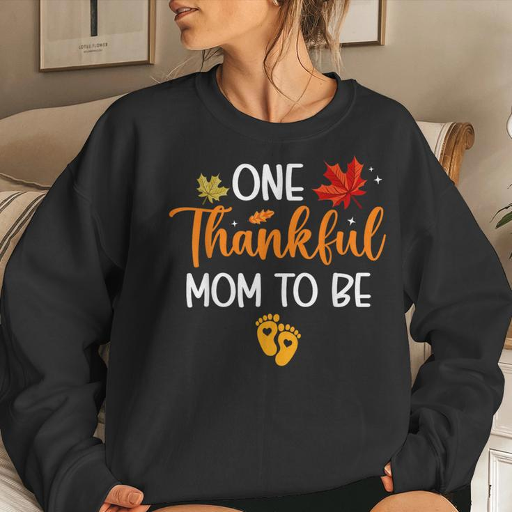 One Thankful Mom To Be Thanksgiving Pregnancy Announcement Women Sweatshirt Gifts for Her