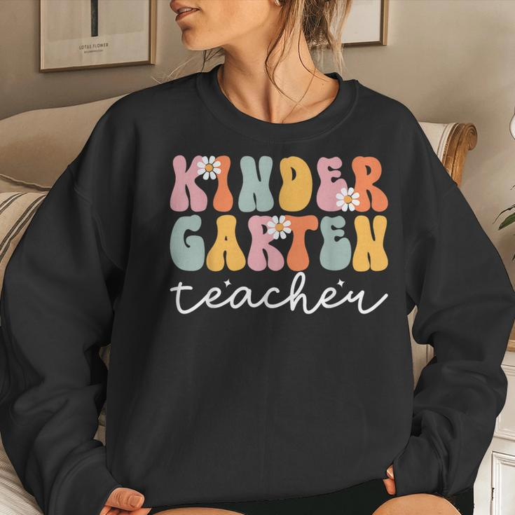 Personalized Groovy Kindergarten Teacher First Day Of School Women Sweatshirt Gifts for Her