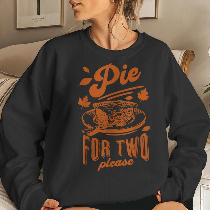 Pie For Two Please Fall Vibes Thanksgiving Pregnancy Reveal Women Sweatshirt Gifts for Her