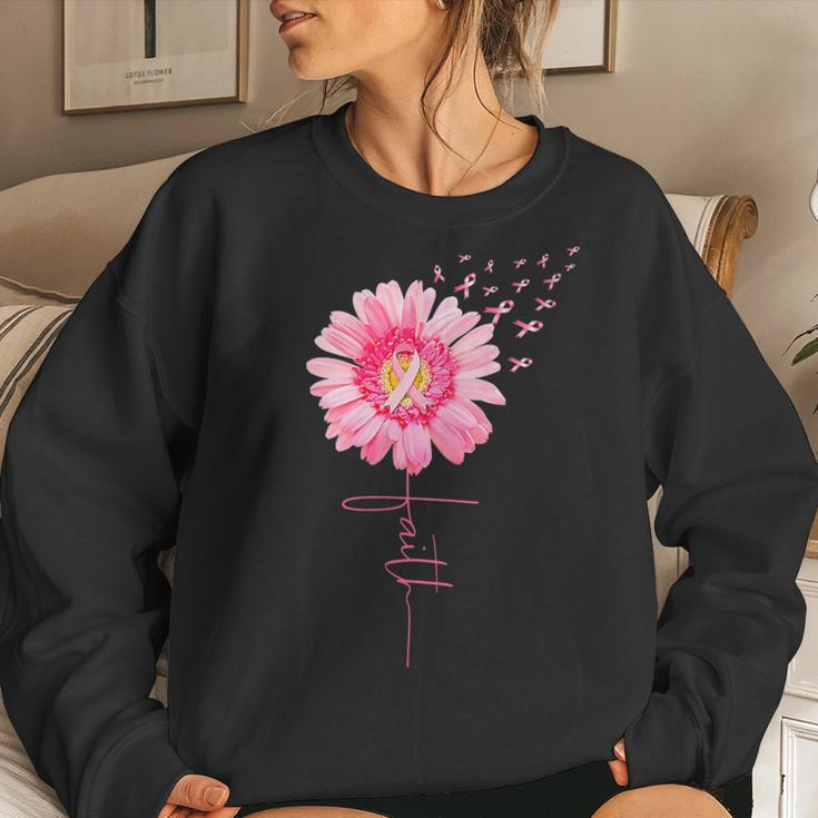 Pink Ribbon Daisy Faith Breast Cancer Awareness Month Women Sweatshirt Gifts for Her