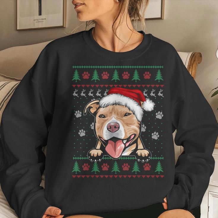 Pitbull Christmas Ugly Sweater Pit Bull Lover Women Sweatshirt Gifts for Her