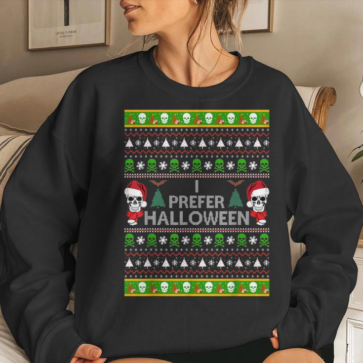 I Prefer Halloween Christmas Sweater Ugly X-Mas Women Sweatshirt Gifts for Her