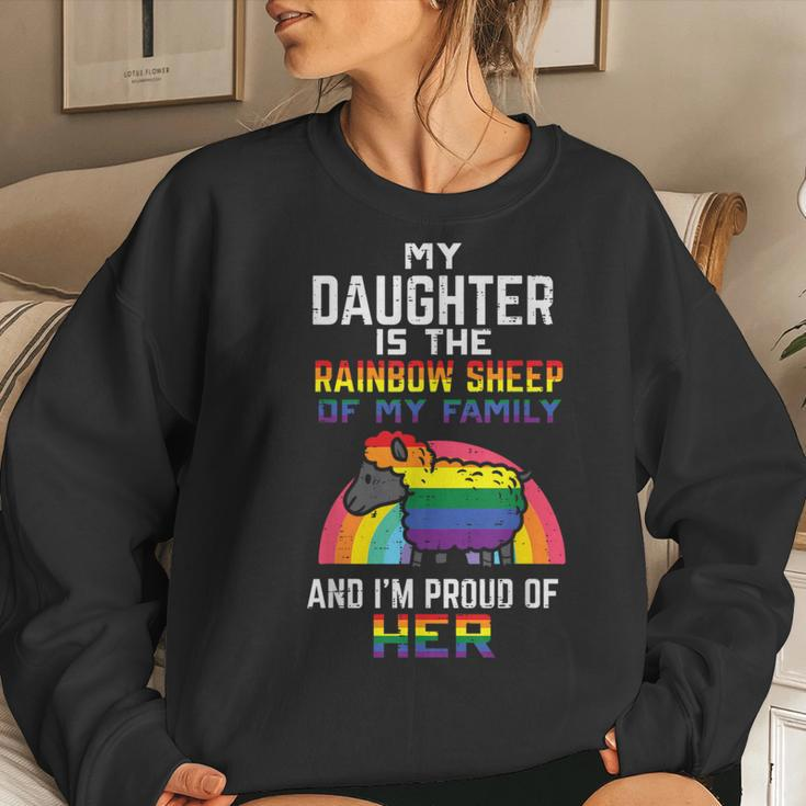 Proud Of My Daughter Rainbow Sheep Pride Ally Lgbtq Gay Women Sweatshirt Gifts for Her