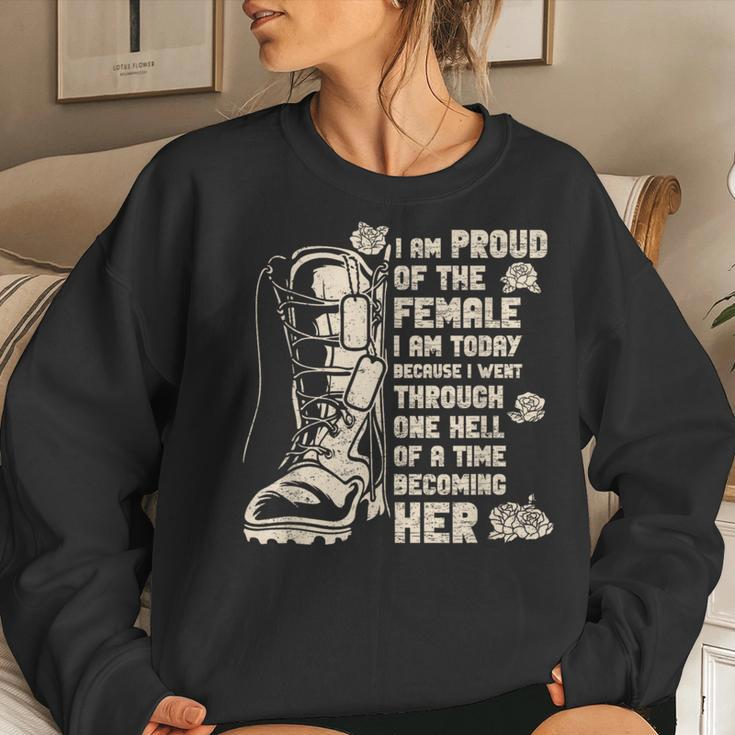 Proud Of The Female Boots Veteran Army Patriotic Men Women Sweatshirt Gifts for Her