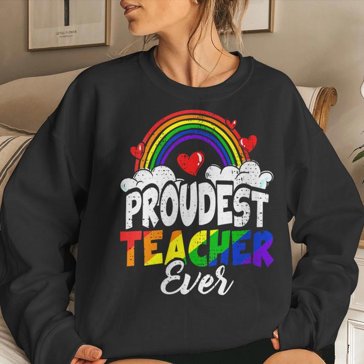Proud Teacher Gay Pride Month Teaching Rainbow Flag Lgbtq Sweatshirt Gifts for Her