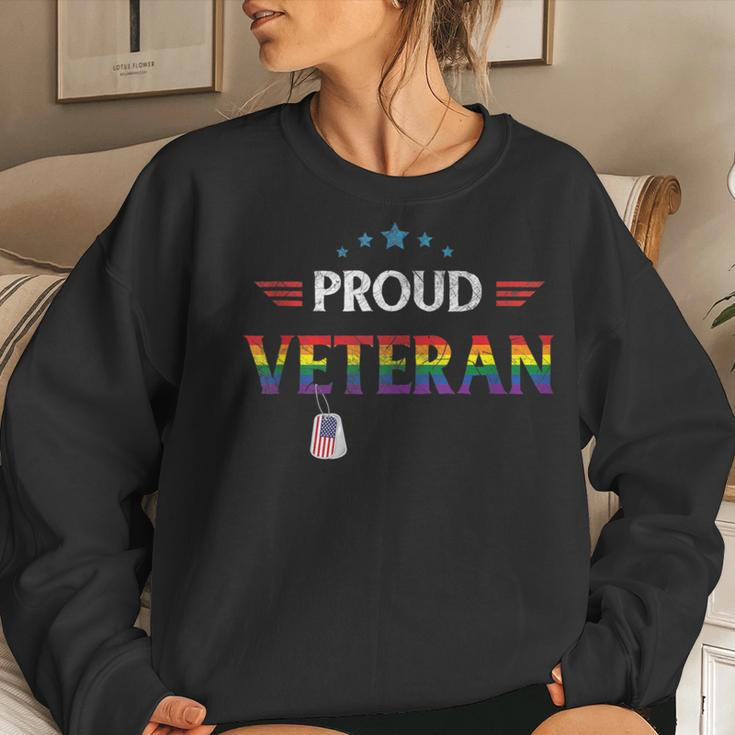 Proud Veteran Lgbt Gay Pride Rainbow Us Military Trans Women Sweatshirt Gifts for Her