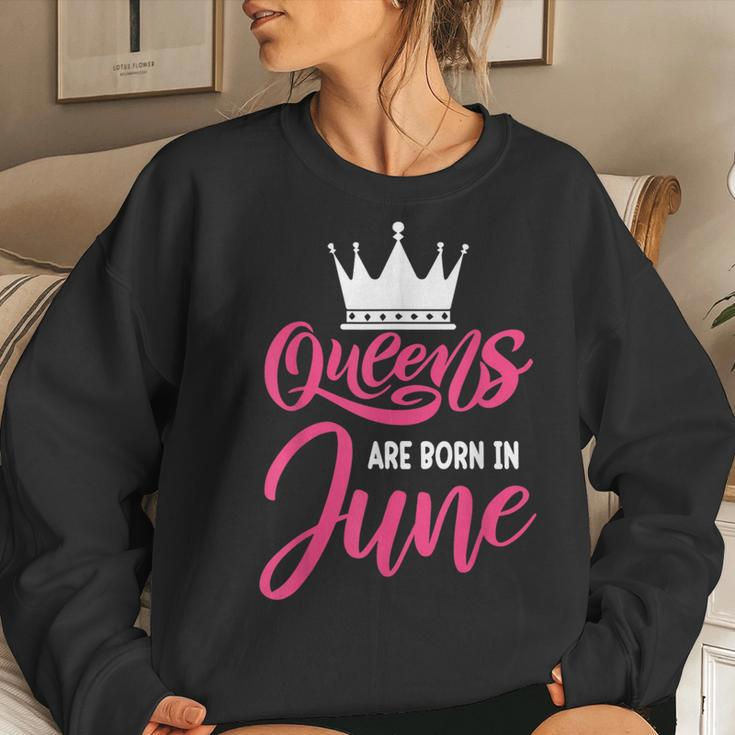 Queen Are Born In June Happy Birthday Women Queen Crown Women Sweatshirt Gifts for Her