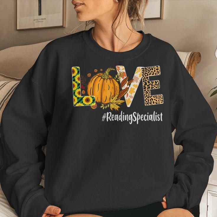 Reading Specialist Love Fall Pumpkin Leopard Halloween Reading s Women Sweatshirt Gifts for Her