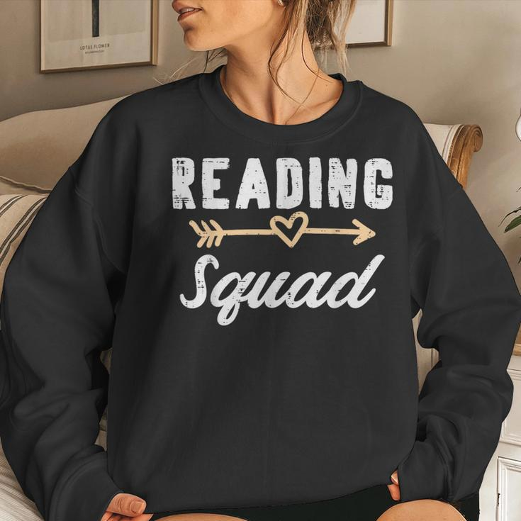 Reading Squad Book Lover Bookworm Teacher Librarian Women Sweatshirt Gifts for Her