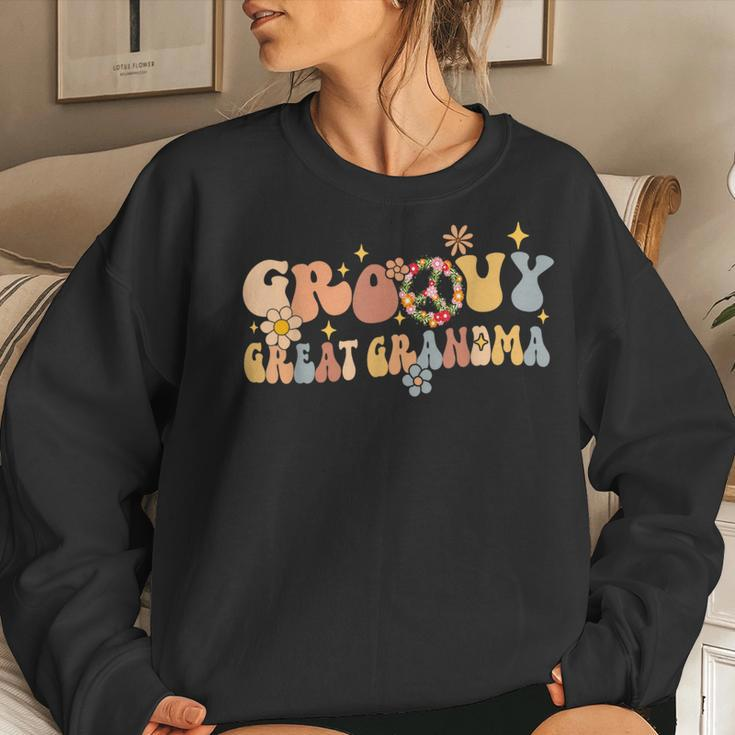 Retro Groovy Great Grandma Peace Love 60S 70S Hippie Baby Women Sweatshirt Gifts for Her