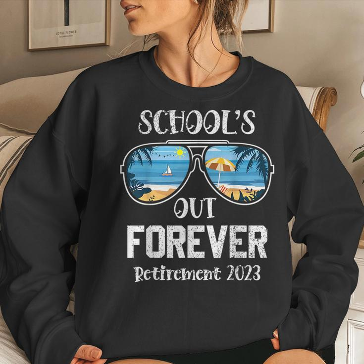 Retro Schools Out Forever Retirement Teacher Retired 2023 For Teacher Women Sweatshirt Gifts for Her
