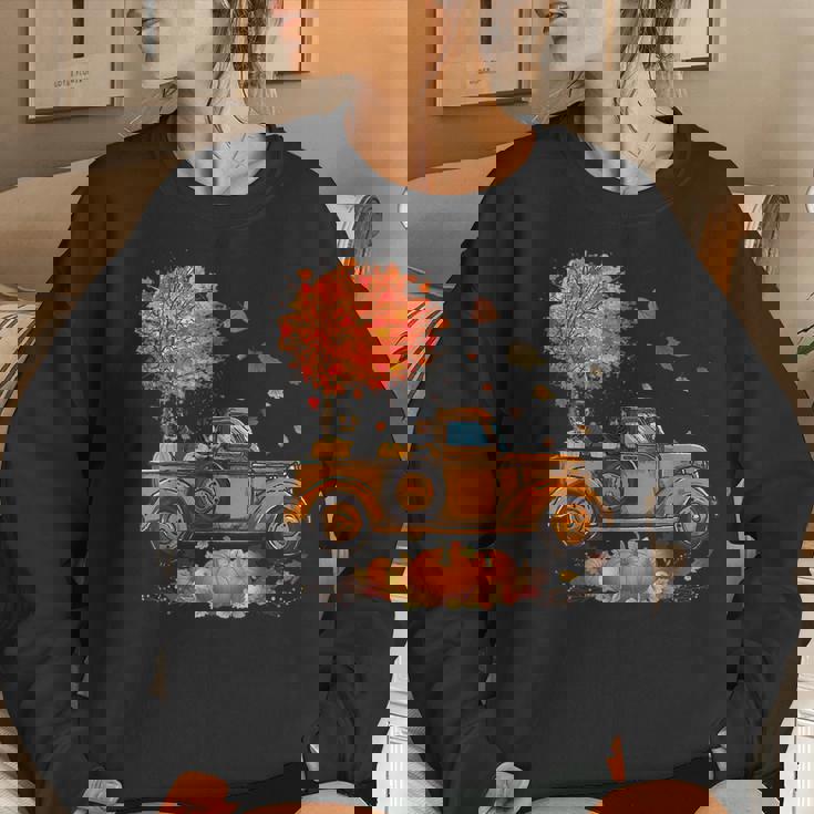 Rottweiler Pumpkins Truck Autumn Leaf Fall Thanksgiving Fall Thanksgiving Women Sweatshirt Gifts for Her