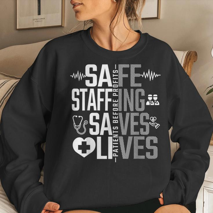 Safe Staffing Saves Lives Nurses March Nurse Strike Support Women Sweatshirt Gifts for Her