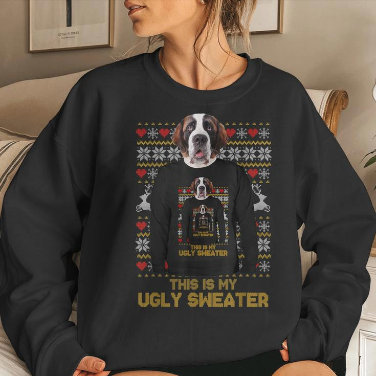 Saint St Bernard Mom Dad Dog Ugly Christmas Sweater Women Sweatshirt Gifts for Her