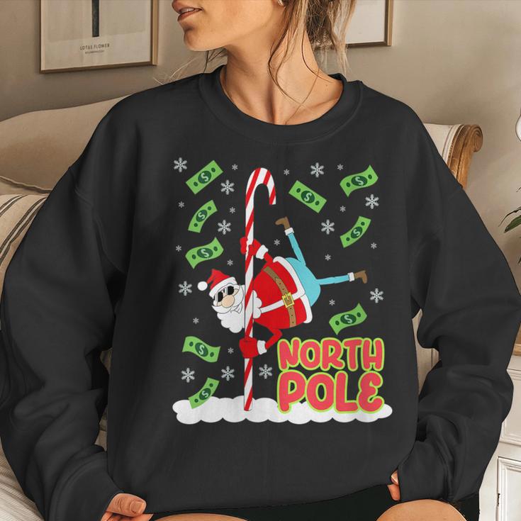 Santa North Pole Dancing Ugly Christmas Sweater Women Sweatshirt Monsterry