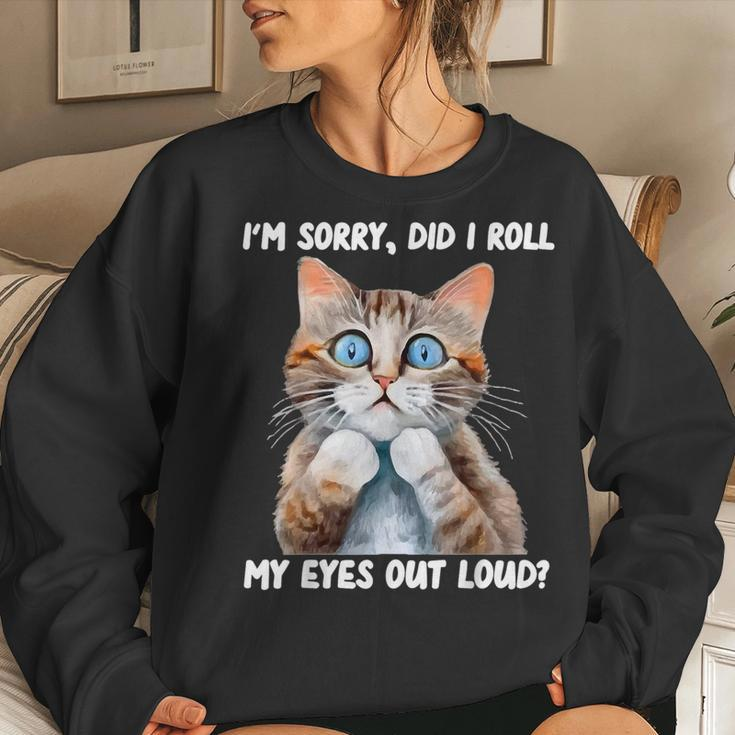 Sarcastic Kitten Did I Roll My Eyes Out Loud Cat Lovers Women Crewneck Graphic Sweatshirt Gifts for Her